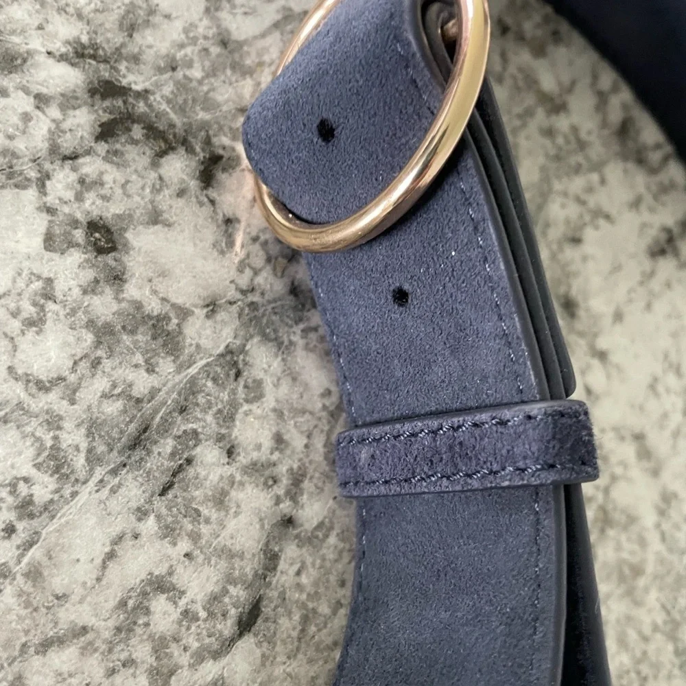 Maradji Hobo Fanny pack/crossbody suede leather navy blue bag with dust bag NWT